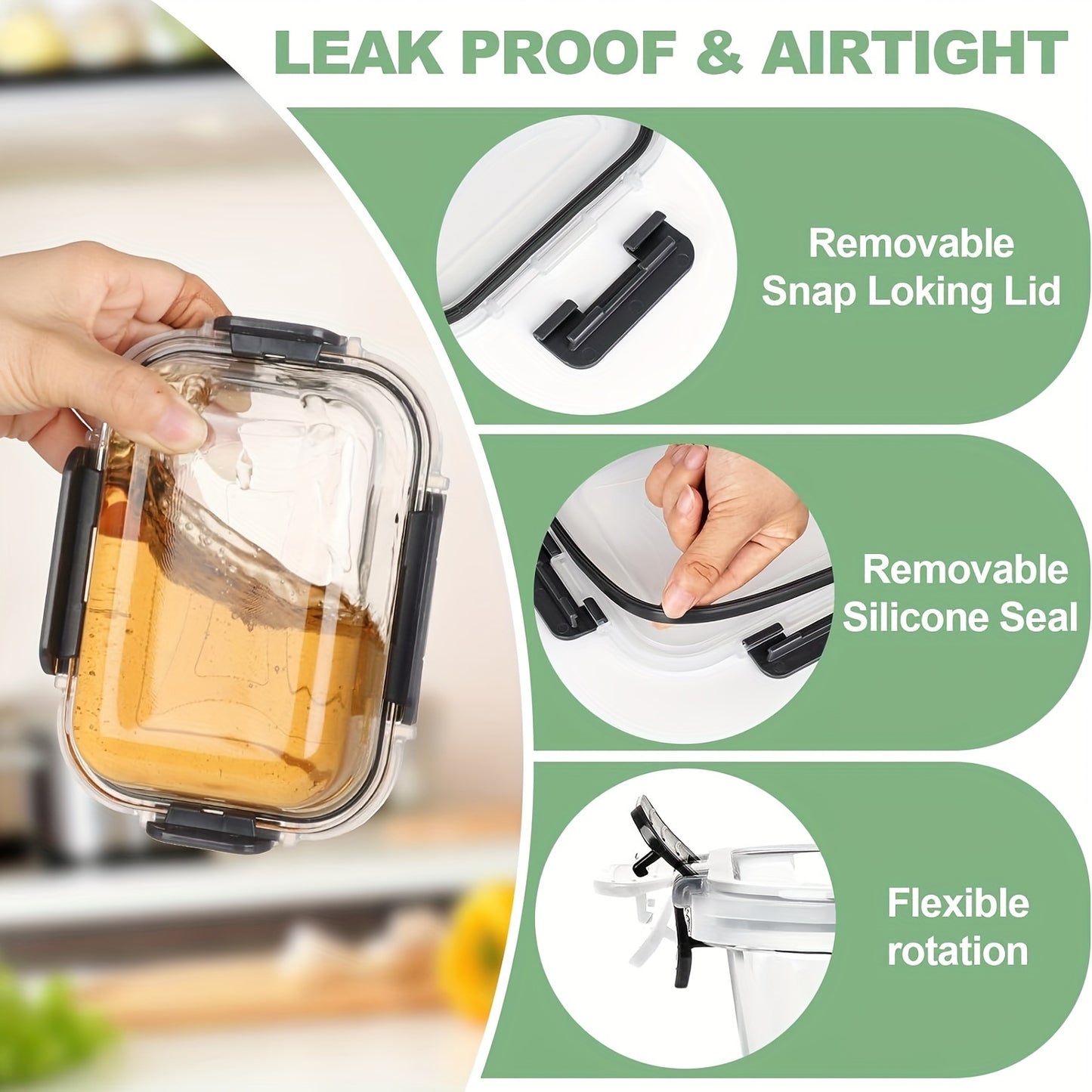 12pcs Glass Food Storage Containers with Lids, Meal Prep, Pantry, Leak Proof, Airtight Bento Boxes for Microwave, Oven, Freezer And Dishwasher