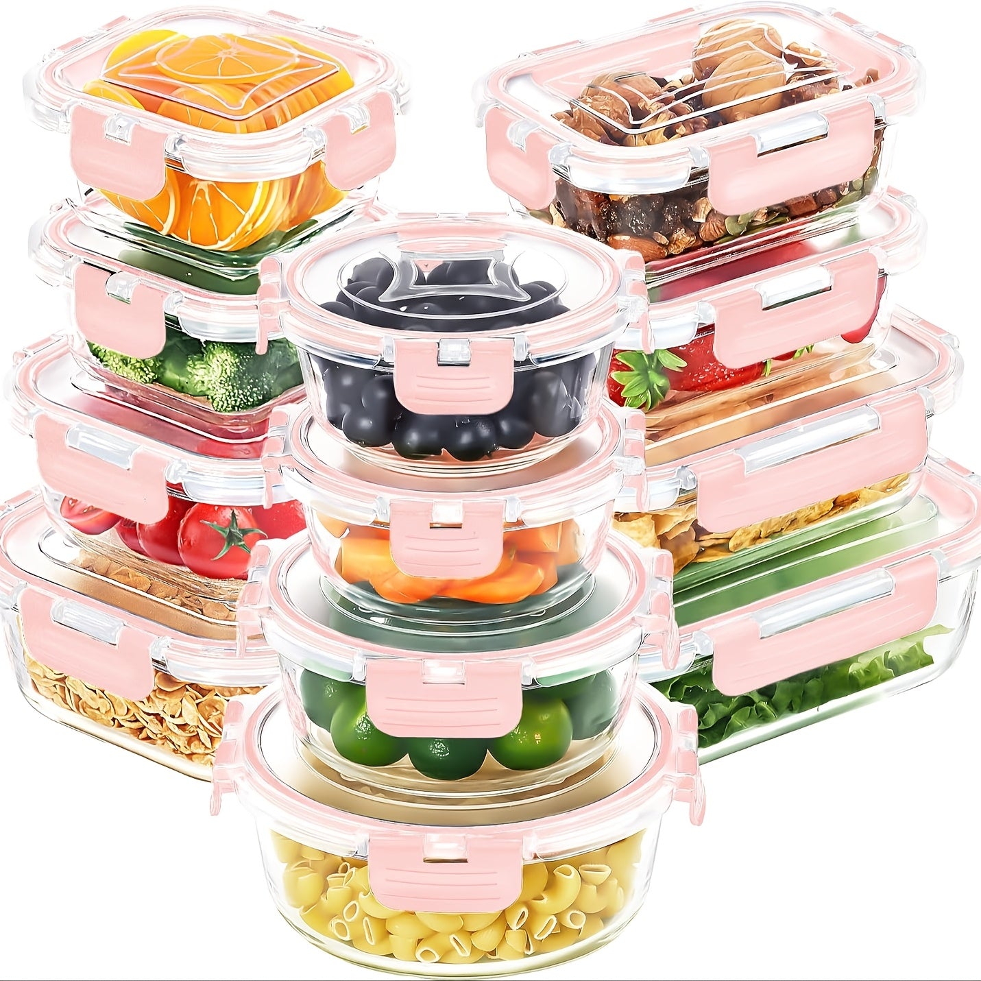 12pcs Glass Food Storage Containers with Lids, Meal Prep, Pantry, Leak Proof, Airtight Bento Boxes for Microwave, Oven, Freezer And Dishwasher