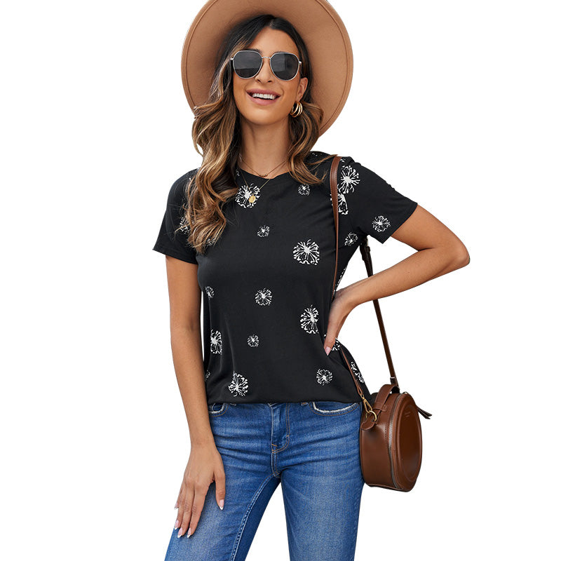Summer Time Print Short Sleeve T-Shirt Female Fashion