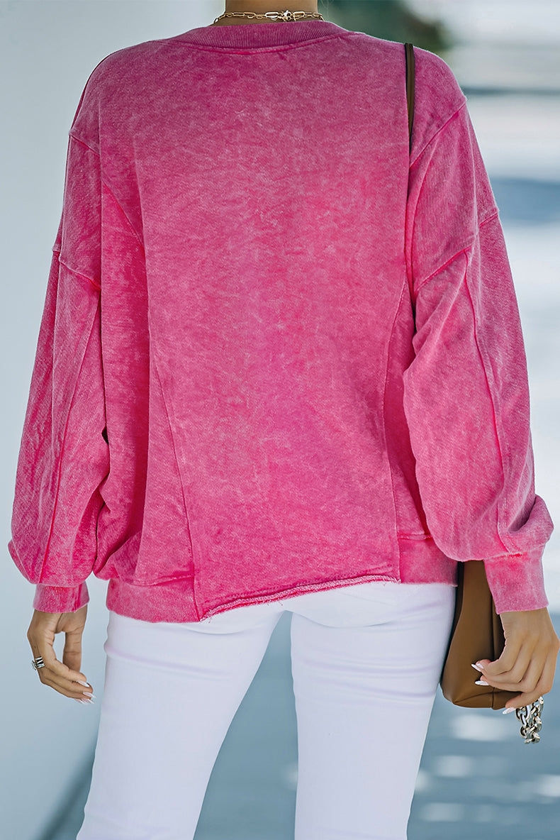 Loose Pure Color Round-Neck Pullover Women Fashion Warm