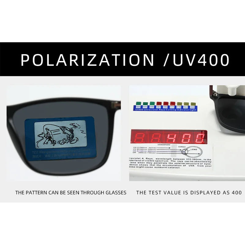 Luxury Square Vintage Polarized Sunglasses For Men Fashion Travel Driving Anti-Glare TR90 Eyewear UV400