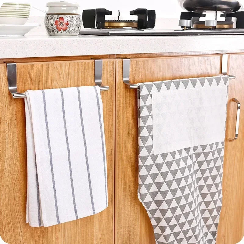 Towel Rack Over Door Bar Hanging Holder Stainless Steel Bathroom Kitchen Cabinet