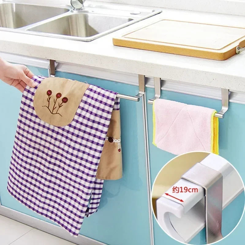 Towel Rack Over Door Bar Hanging Holder Stainless Steel Bathroom Kitchen Cabinet