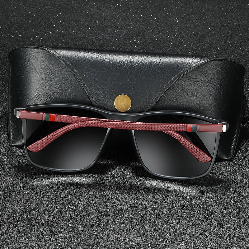 Luxury Square Vintage Polarized Sunglasses For Men Fashion Travel Driving Anti-Glare TR90 Eyewear UV400