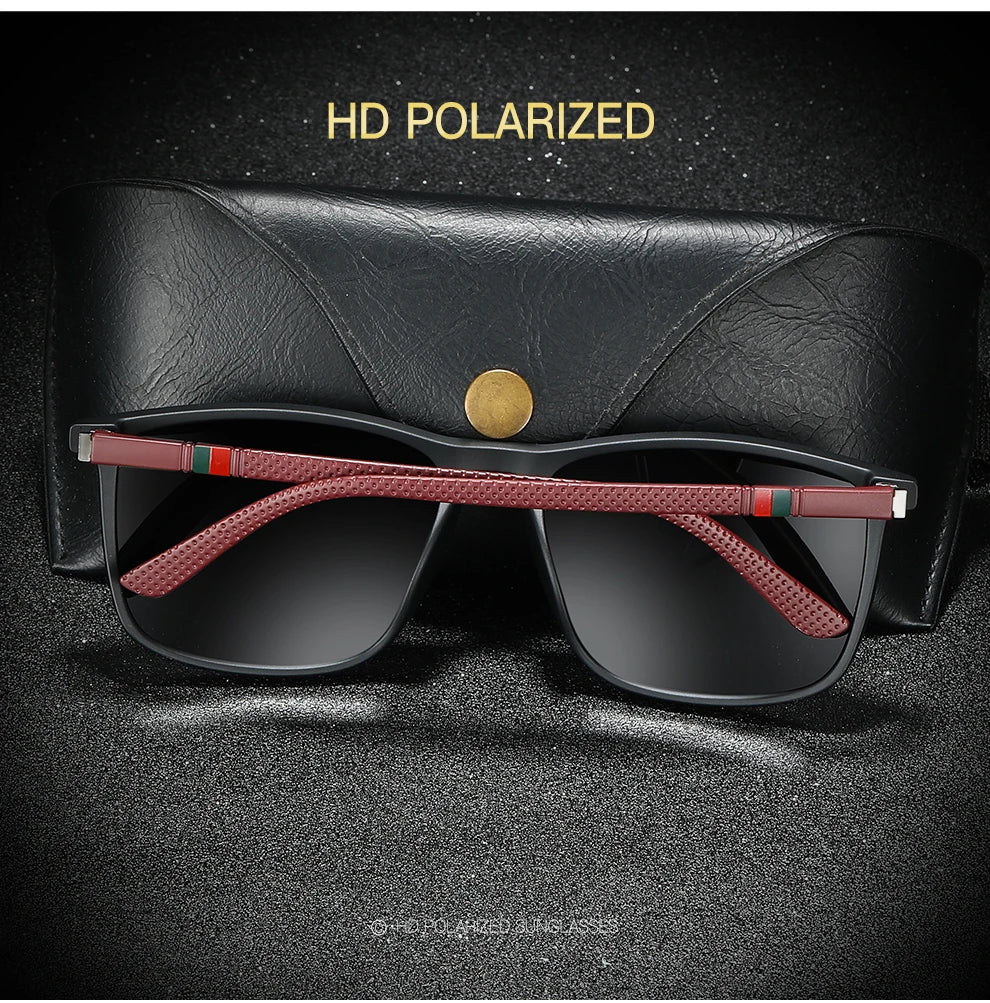 Luxury Square Vintage Polarized Sunglasses For Men Fashion Travel Driving Anti-Glare TR90 Eyewear UV400