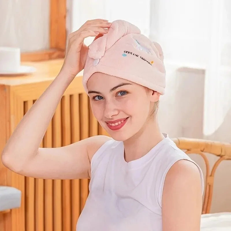 1pc Quik Dry Hair Hat Super Absorbent Soft Women Girls Head Towel