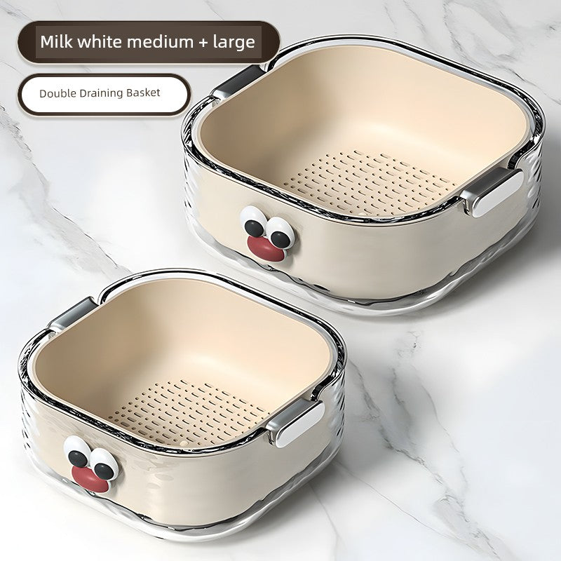 Double-Layered Six-Pieces Kitchen Plastic Washing Basin