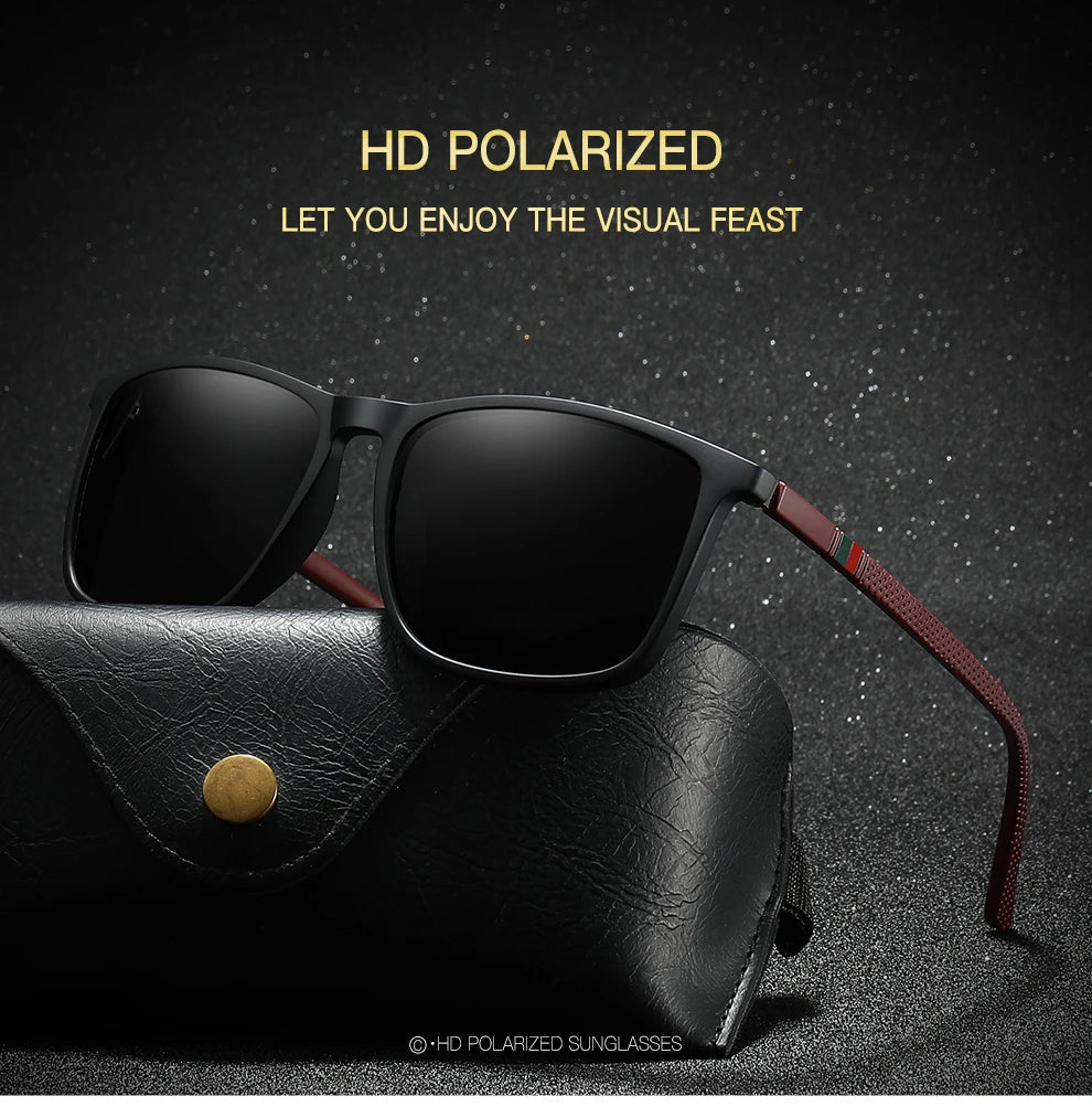 Luxury Square Vintage Polarized Sunglasses For Men Fashion Travel Driving Anti-Glare TR90 Eyewear UV400