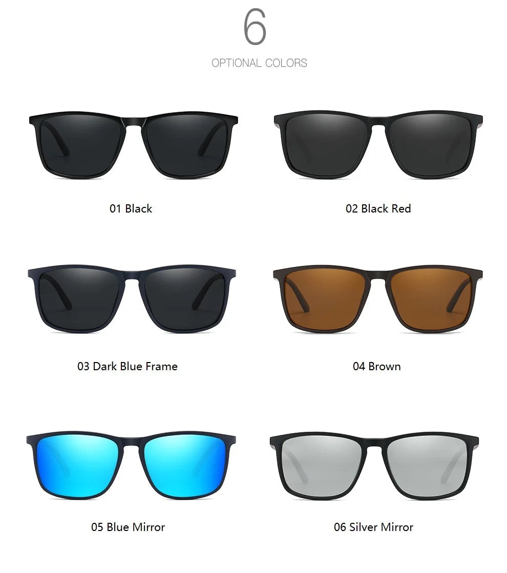 Luxury Square Vintage Polarized Sunglasses For Men Fashion Travel Driving Anti-Glare TR90 Eyewear UV400