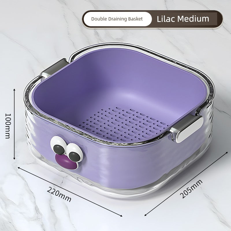 Double-Layered Six-Pieces Kitchen Plastic Washing Basin