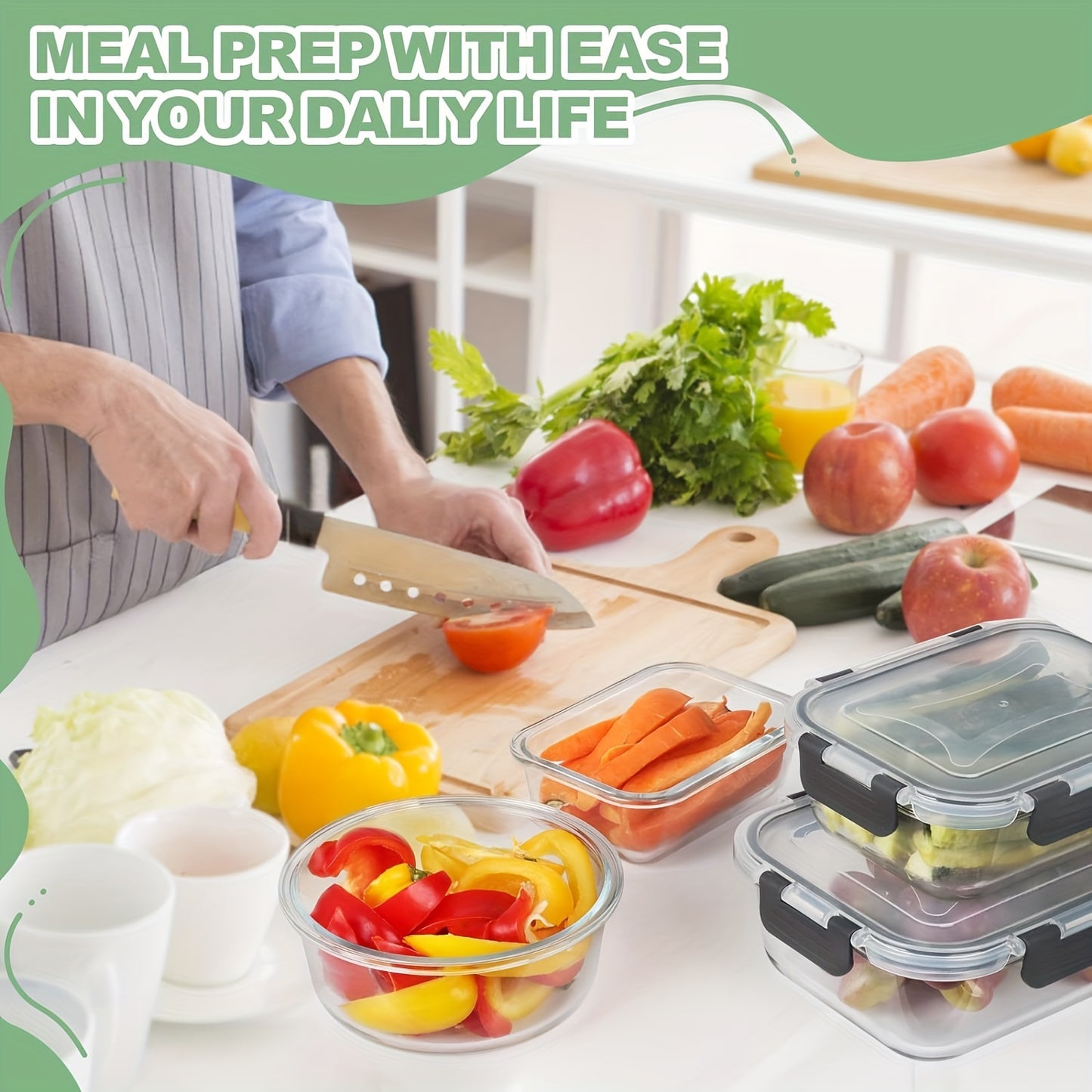 12pcs Glass Food Storage Containers with Lids, Meal Prep, Pantry, Leak Proof, Airtight Bento Boxes for Microwave, Oven, Freezer And Dishwasher