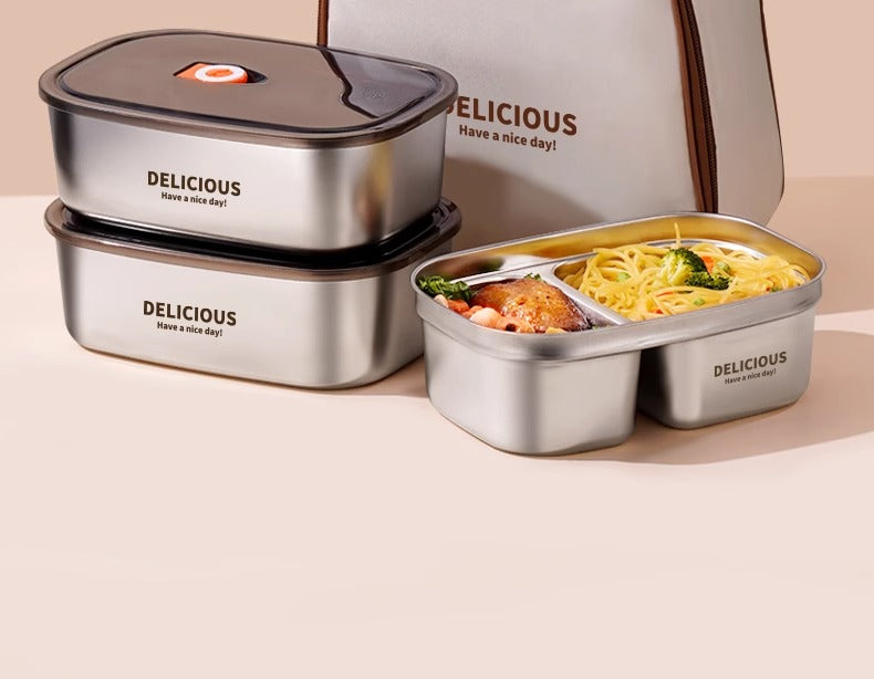 On The Go Microwave Oven Bento Lunch Box Stainless Steel