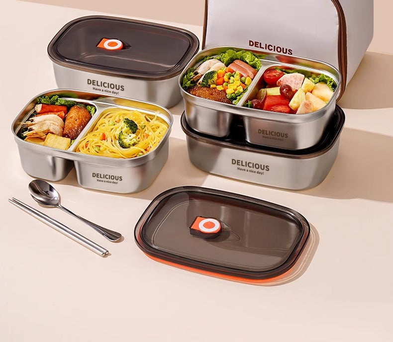 On The Go Microwave Oven Bento Lunch Box Stainless Steel