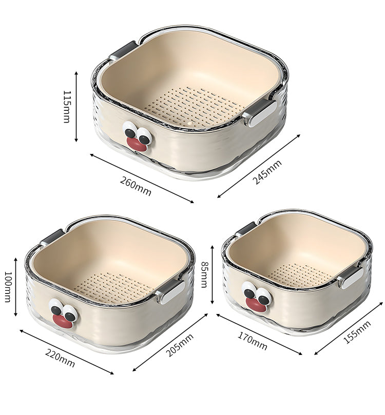 Double-Layered Six-Pieces Kitchen Plastic Washing Basin