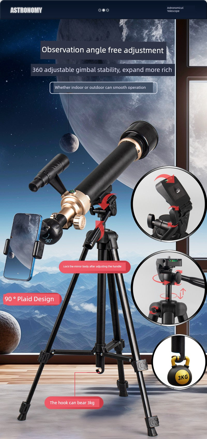 Kids Astronomical Telescope High Magnification Professional Star Watching