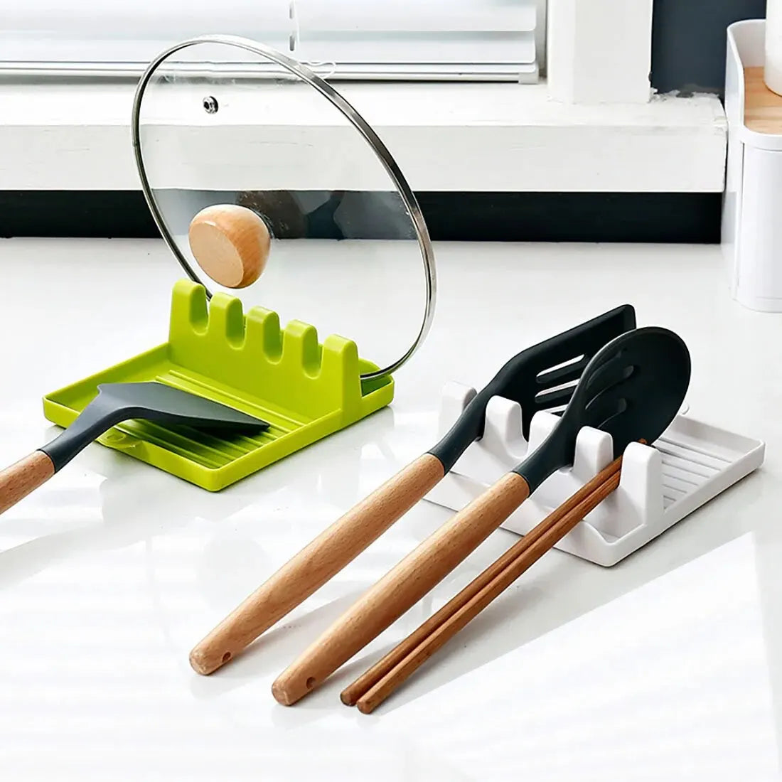 1 PC Spatula Rack Pot Lid Rack Shelves Counter Top Spoon Chopsticks Holder