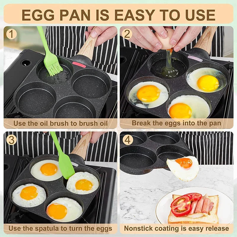 2/4-Hole Thickened Pan Frying Non-Stick Eggs Pancakes Biscuits