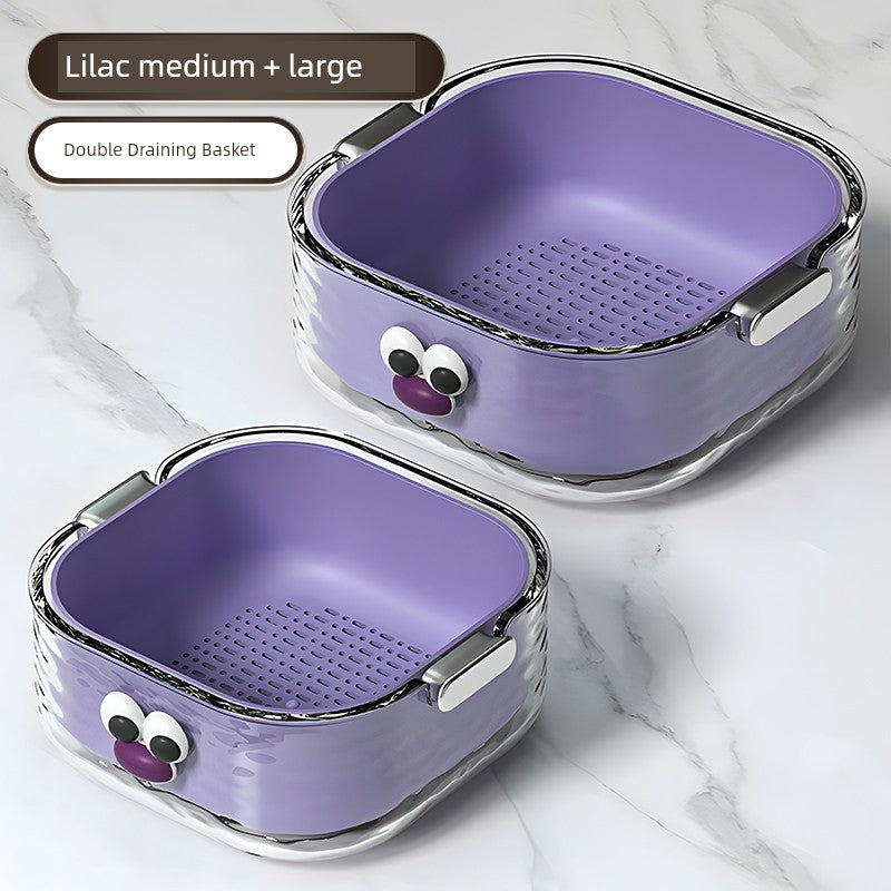 Double-Layered Six-Pieces Kitchen Plastic Washing Basin