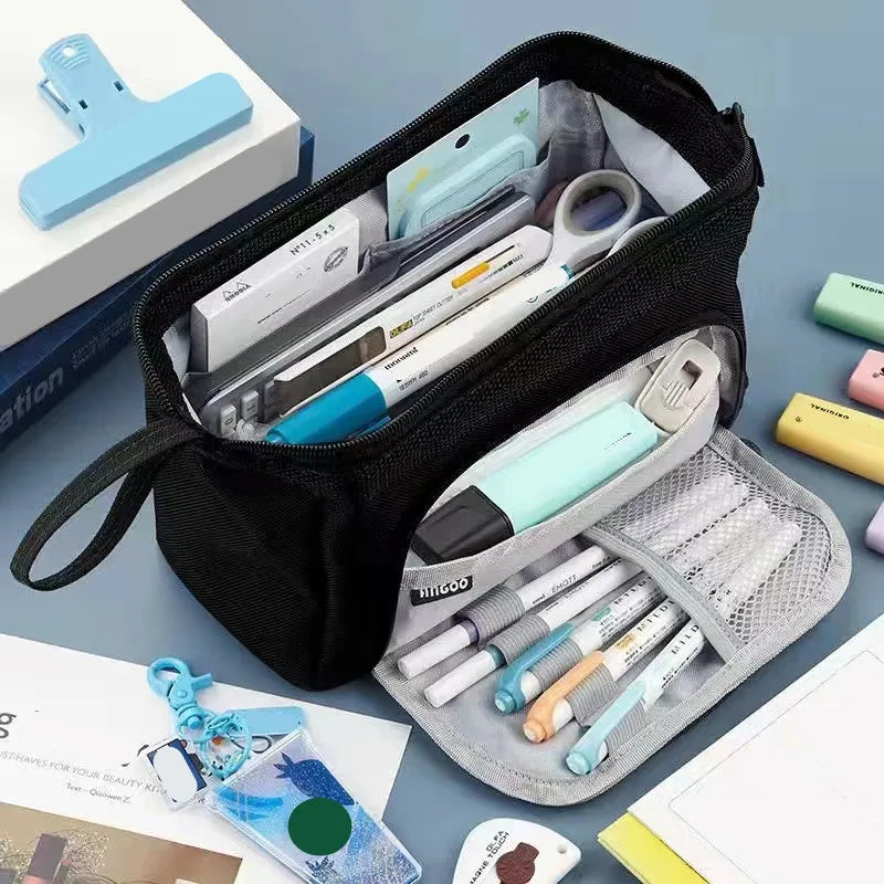 Large Capacity Pencil Case Cute Student Pencil Cases Big Pen Bag Case Storage Box Boy Girl Kid Office School Stationery Supplies