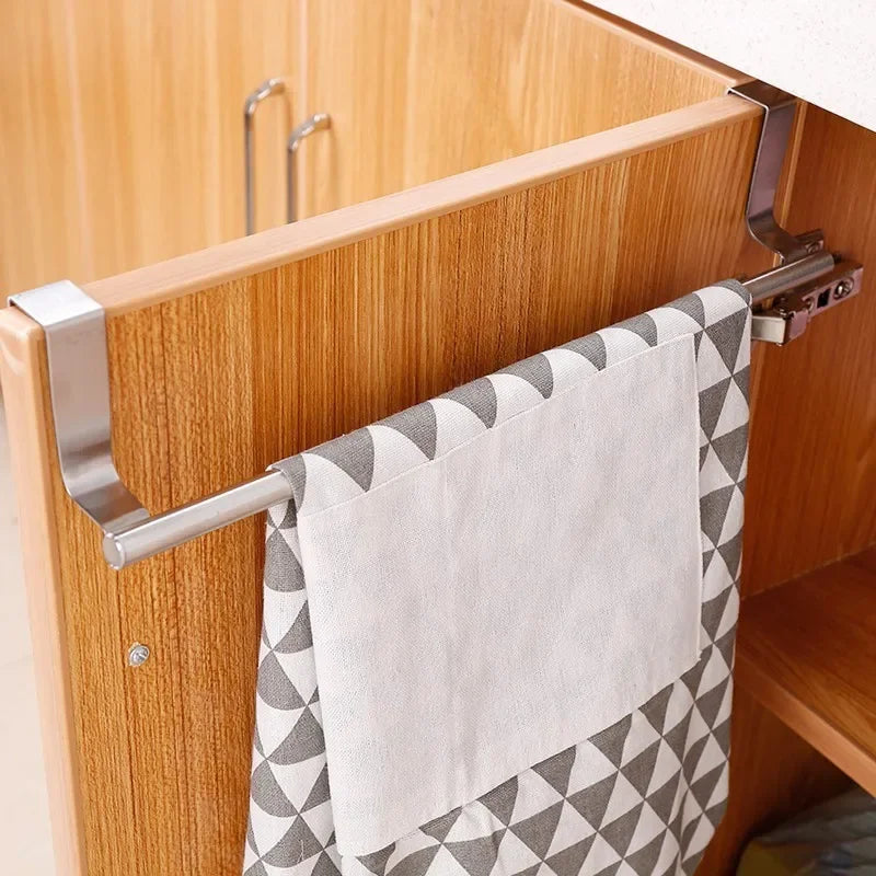 Towel Rack Over Door Bar Hanging Holder Stainless Steel Bathroom Kitchen Cabinet