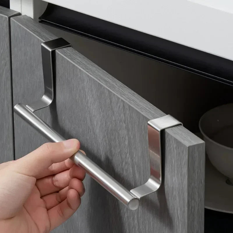 Towel Rack Over Door Bar Hanging Holder Stainless Steel Bathroom Kitchen Cabinet
