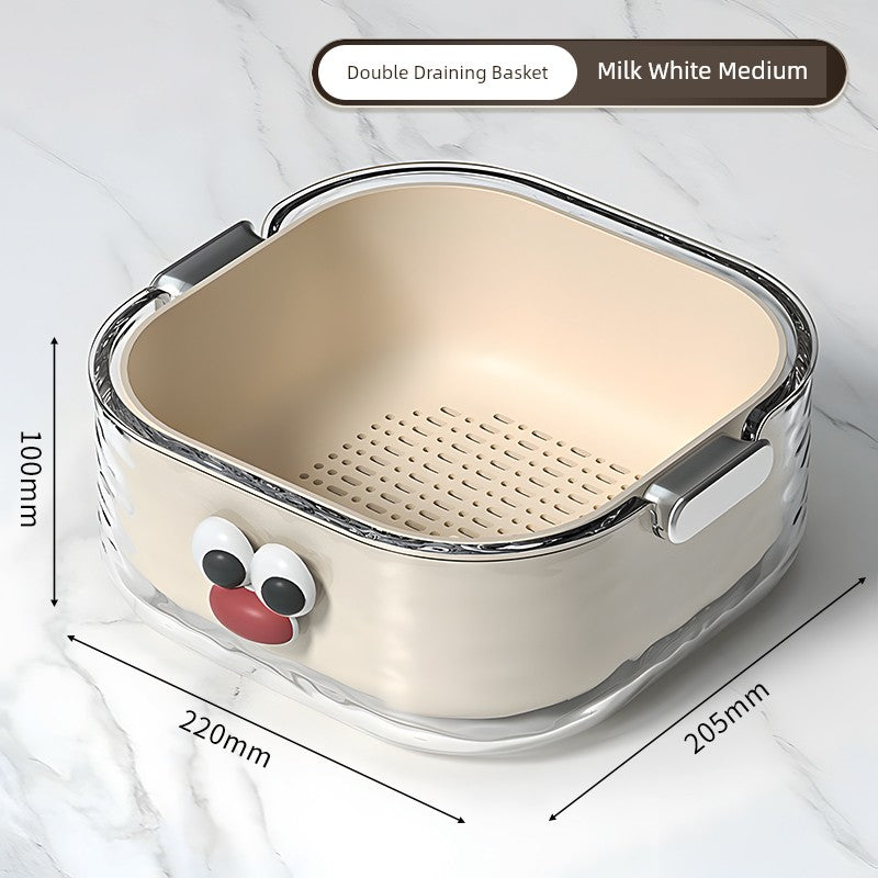 Double-Layered Six-Pieces Kitchen Plastic Washing Basin