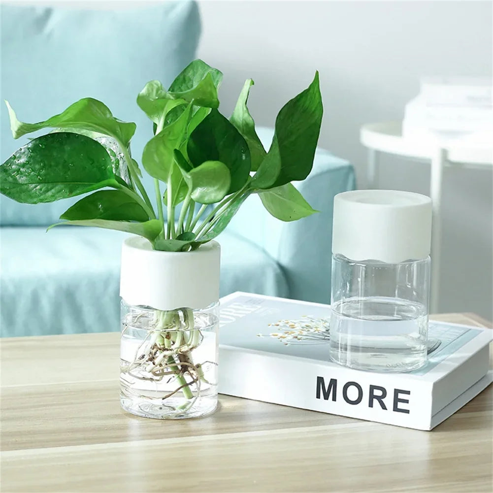 Mini Hydroponic Flower Pot Home Vase Decor Transparent Imitation Glass Soilless Plant Pots