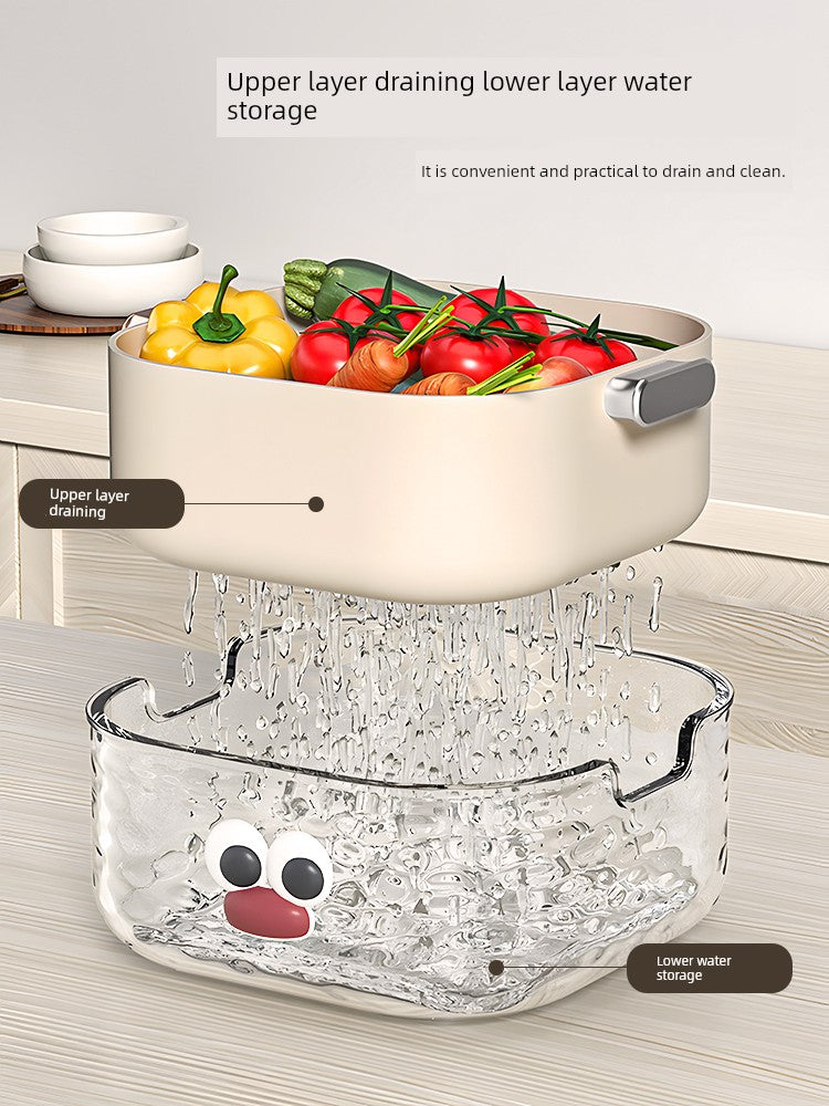 Double-Layered Six-Pieces Kitchen Plastic Washing Basin