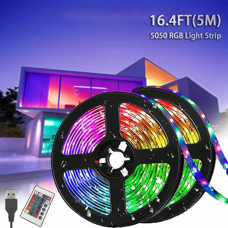 5M Led Light with USB Plug 24 Keys 5050 Multicolor RGB TV Background Light Bar Game Room