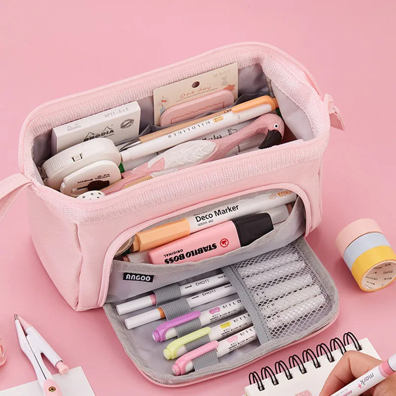 Large Capacity Pencil Case Cute Student Pencil Cases Big Pen Bag Case Storage Box Boy Girl Kid Office School Stationery Supplies