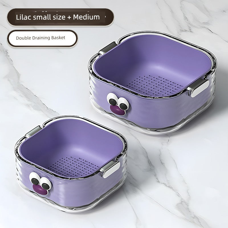 Double-Layered Six-Pieces Kitchen Plastic Washing Basin