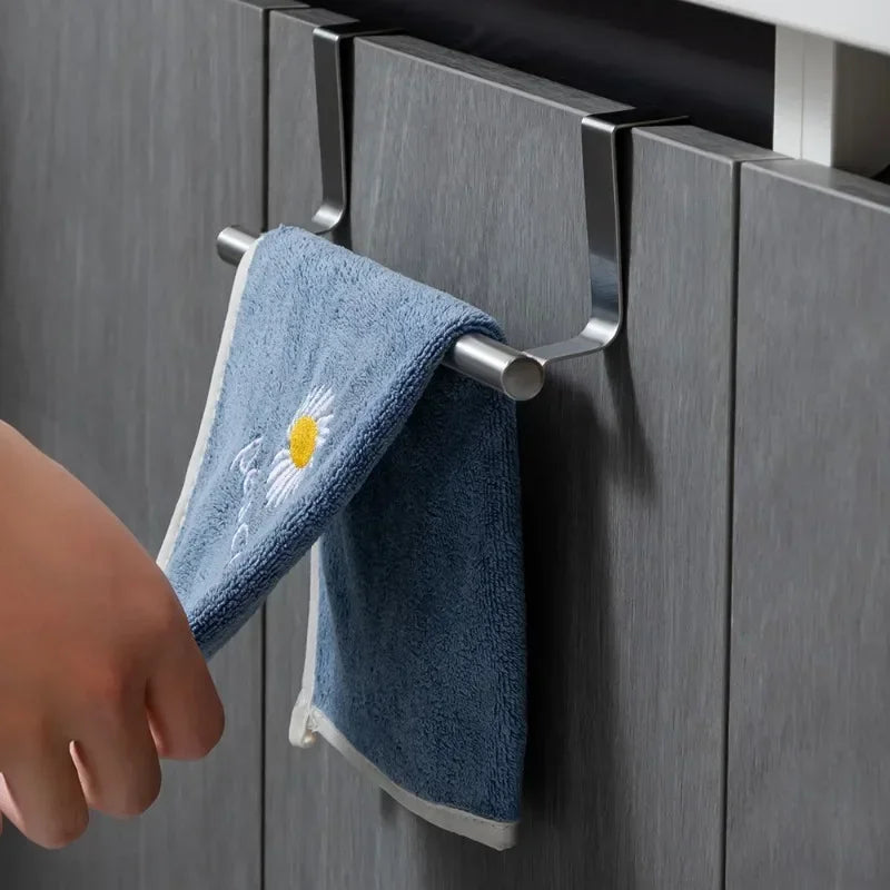Towel Rack Over Door Bar Hanging Holder Stainless Steel Bathroom Kitchen Cabinet