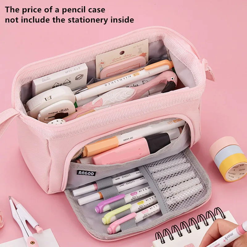 Large Capacity Pencil Case Cute Student Pencil Cases Big Pen Bag Case Storage Box Boy Girl Kid Office School Stationery Supplies