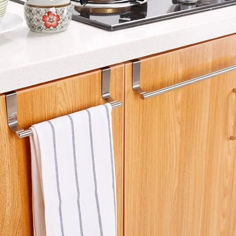 Towel Rack Over Door Bar Hanging Holder Stainless Steel Bathroom Kitchen Cabinet