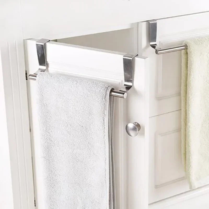 Towel Rack Over Door Bar Hanging Holder Stainless Steel Bathroom Kitchen Cabinet