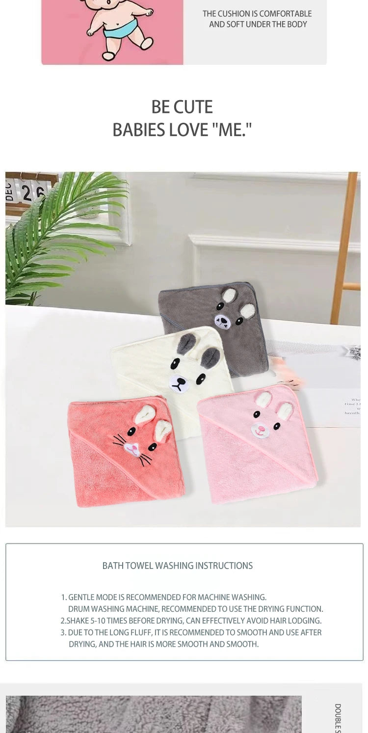 Cute Lil Animals Soft Velvet Absorbent Quick-Dry Style Bath Towel