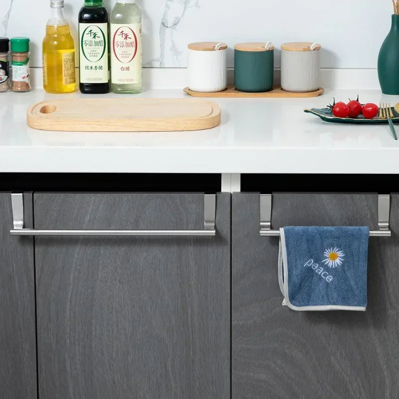 Towel Rack Over Door Bar Hanging Holder Stainless Steel Bathroom Kitchen Cabinet