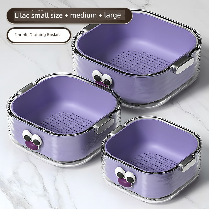 Double-Layered Six-Pieces Kitchen Plastic Washing Basin