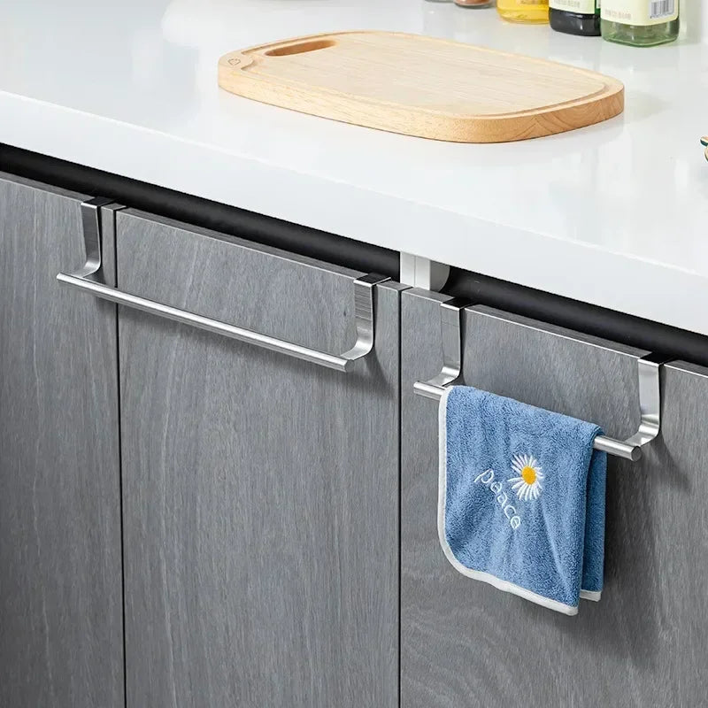 Towel Rack Over Door Bar Hanging Holder Stainless Steel Bathroom Kitchen Cabinet