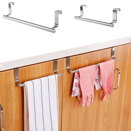 Towel Rack Over Door Bar Hanging Holder Stainless Steel Bathroom Kitchen Cabinet