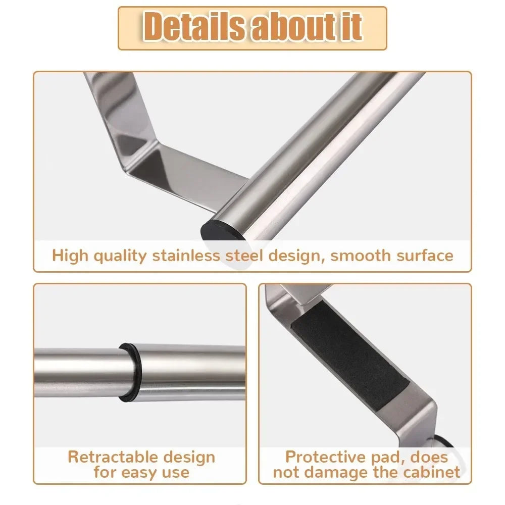 Towel Rack Over Door Bar Hanging Holder Stainless Steel Bathroom Kitchen Cabinet