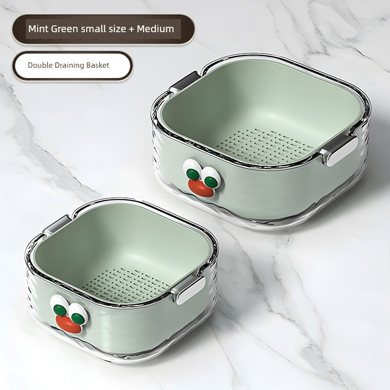 Double-Layered Six-Pieces Kitchen Plastic Washing Basin