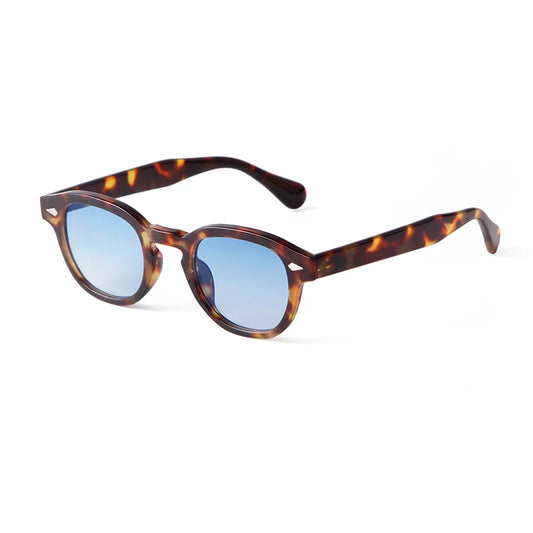 Vintage Tortoise Shell Round Sunglasses Women New Design Retro Rivet UV400