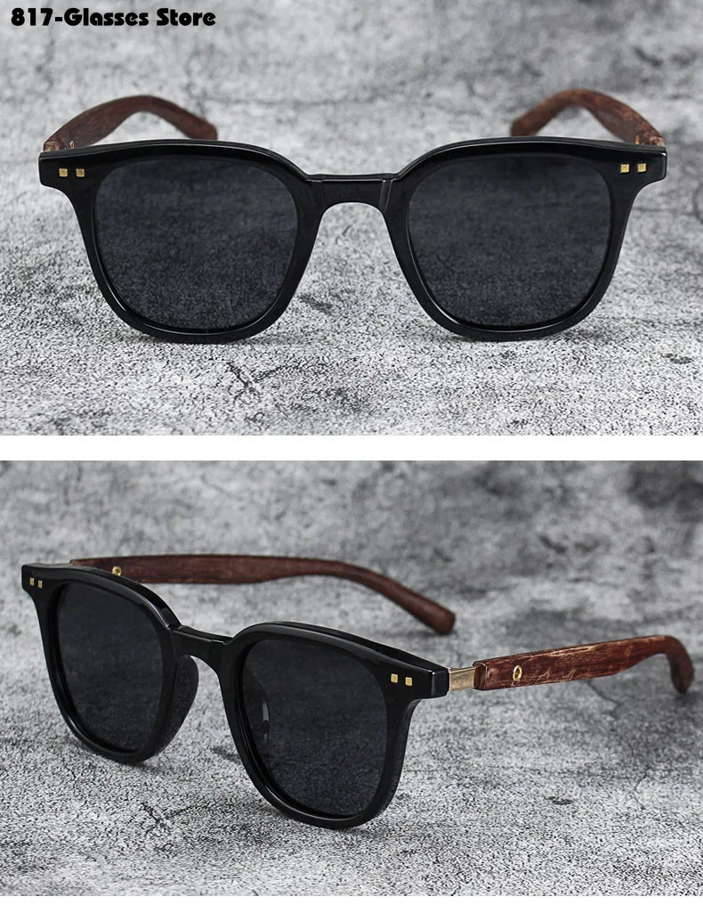 Sunglasses for Men Women's Trendy Retro Wood Grain Polarized UV Protection Eyewear Cycling Outdoor Street Photography
